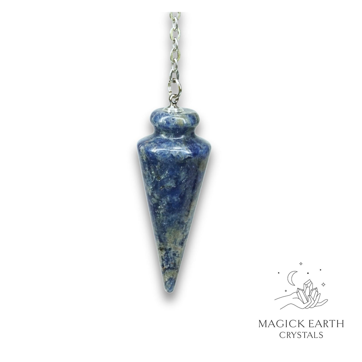 Natural Sodalite spike crystal pendulum view b