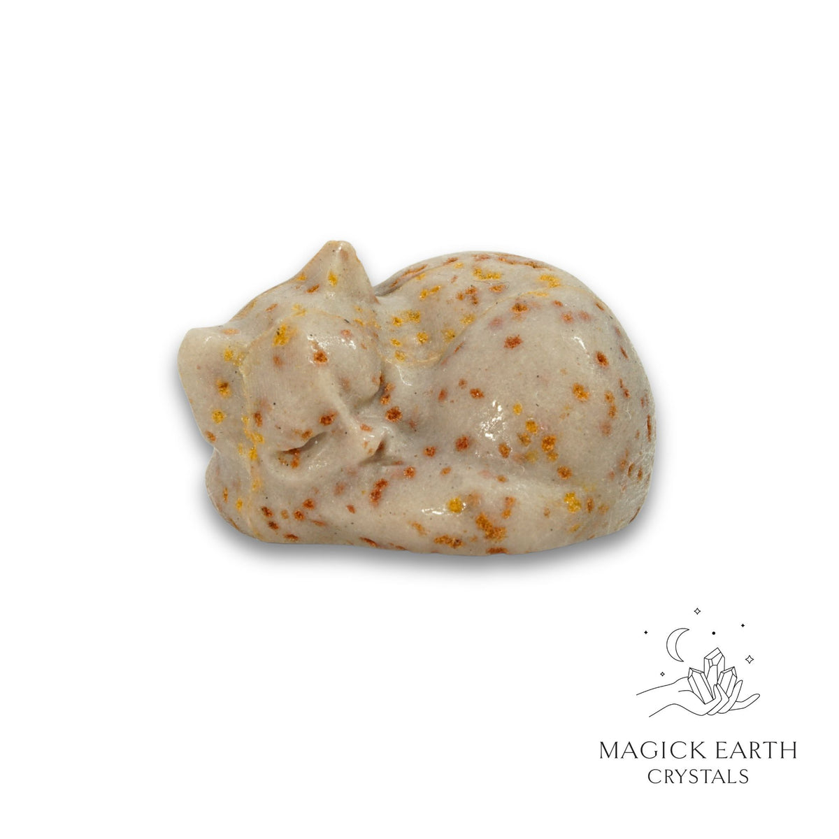 Natural Spotted Jasper sleeping cat figurine view a