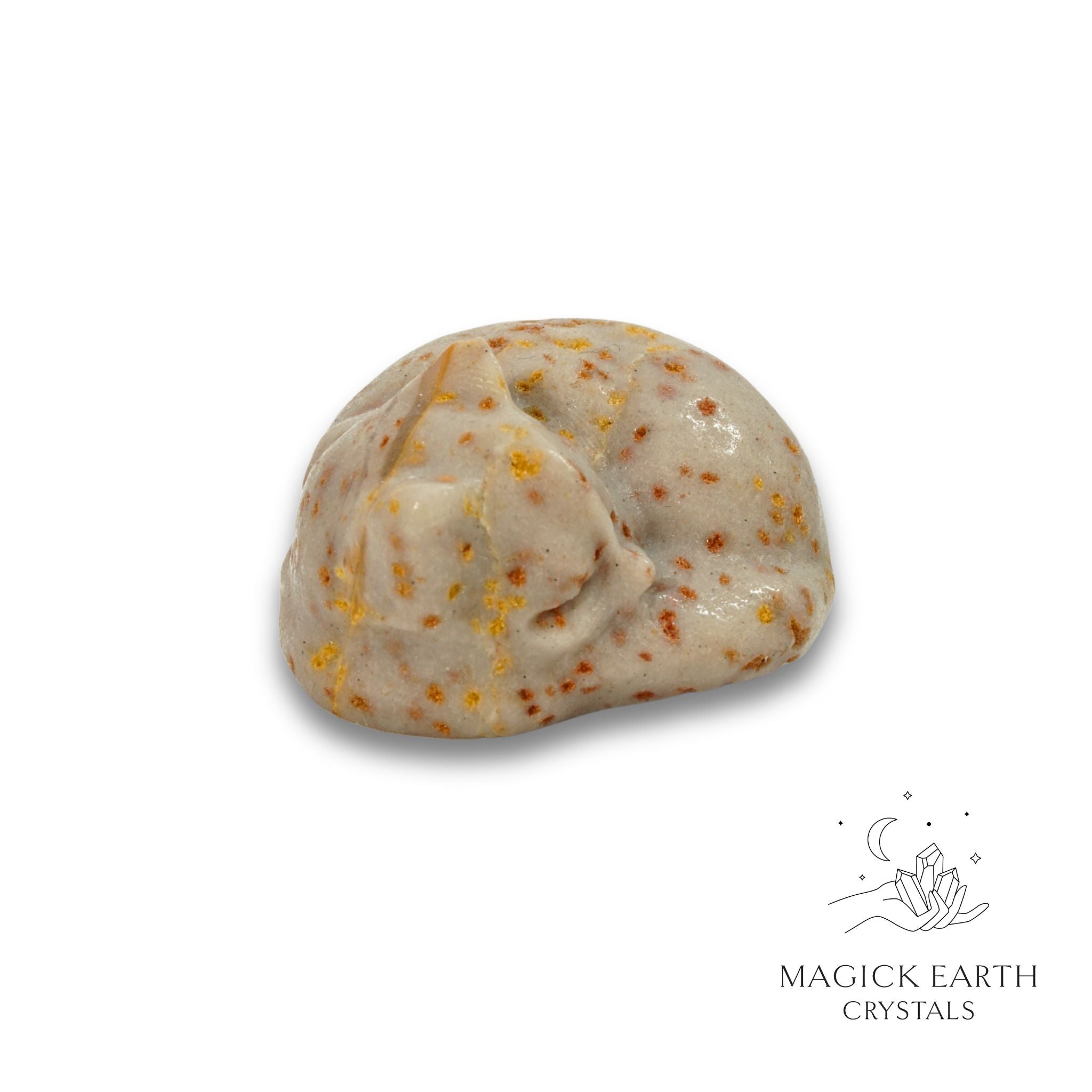 Natural Spotted Jasper sleeping cat figurine view b