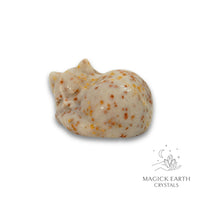 Natural Spotted Jasper sleeping cat figurine view c