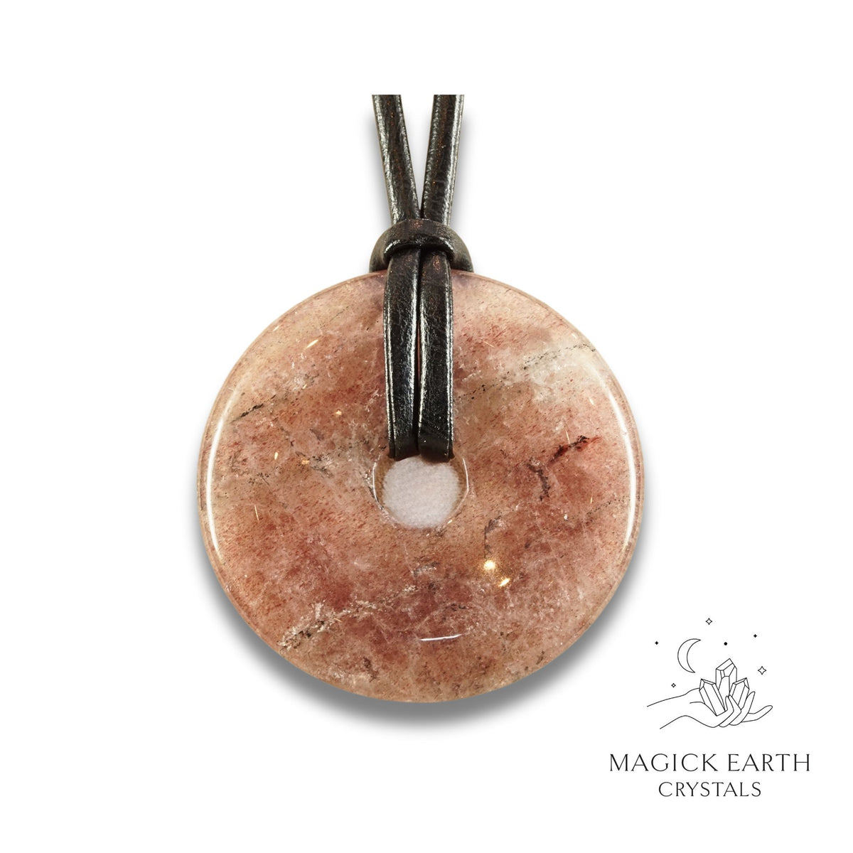 Natural Strawberry Quartz crystal donut view a