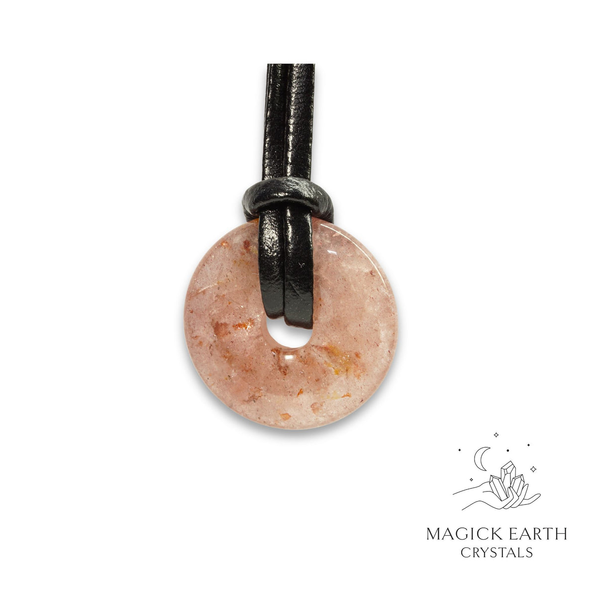 Natural Strawberry Quartz crystal donut view b
