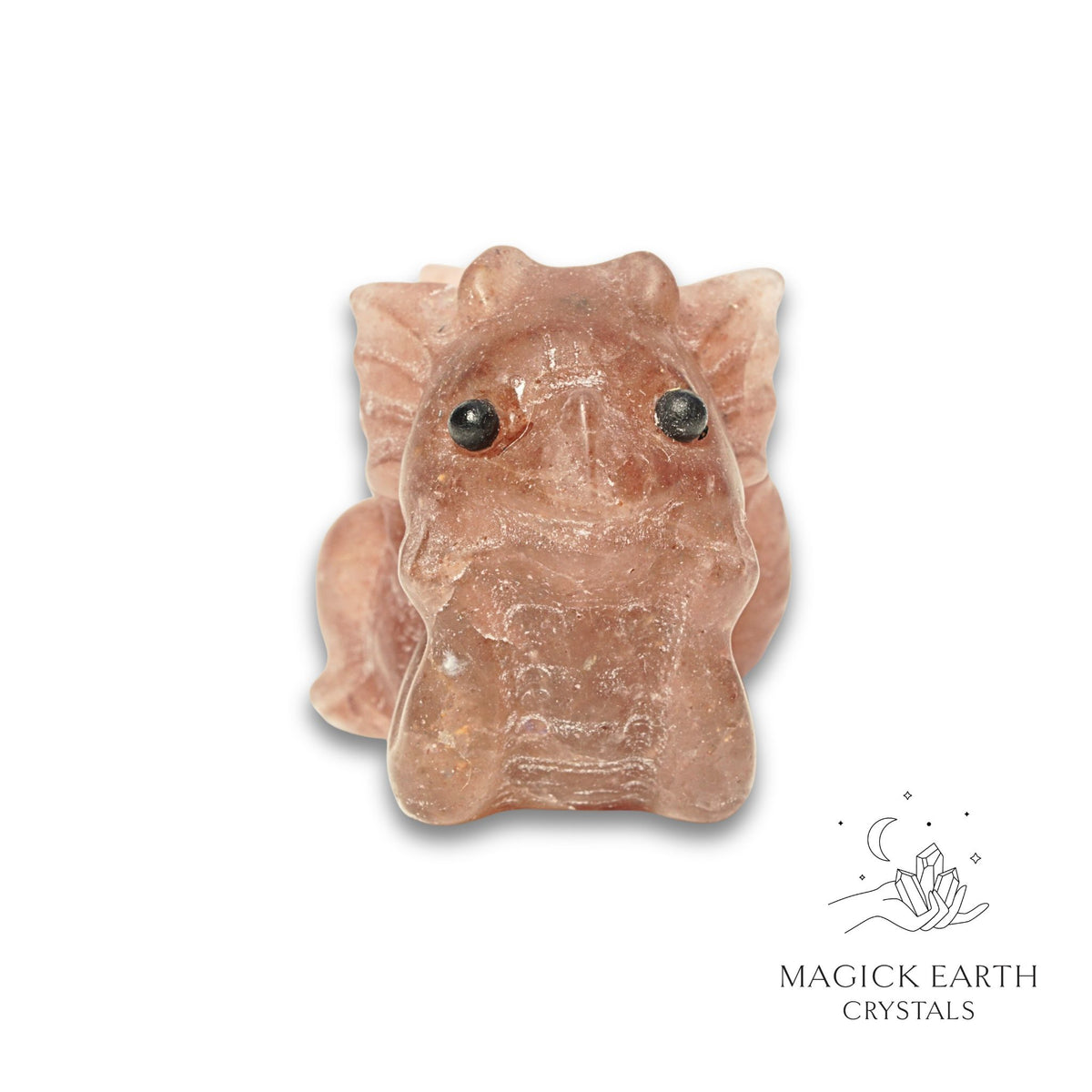 Natural Strawberry Quartz crystal dragon figurine view c