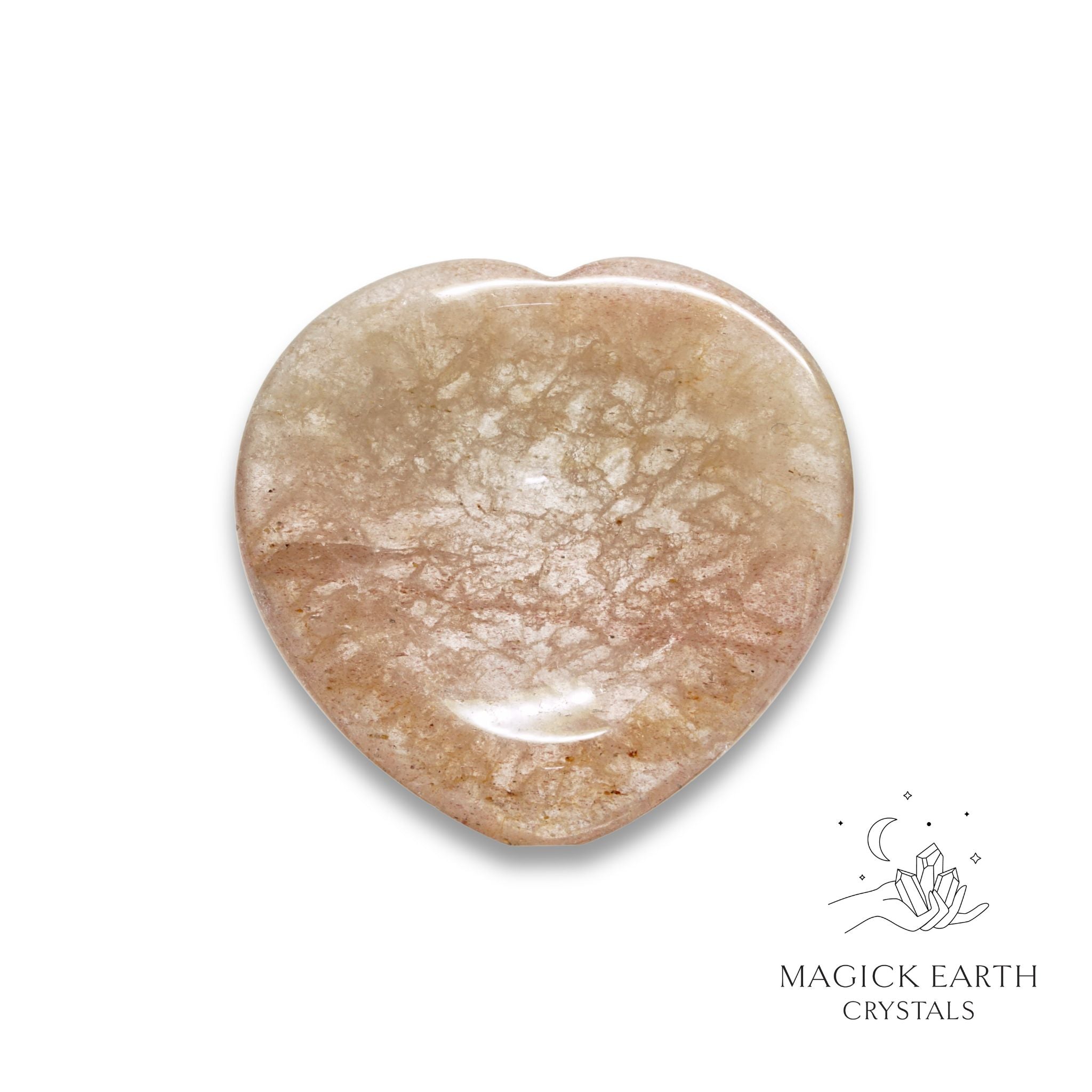 Natural Strawberry Quartz heart thumb stone view a