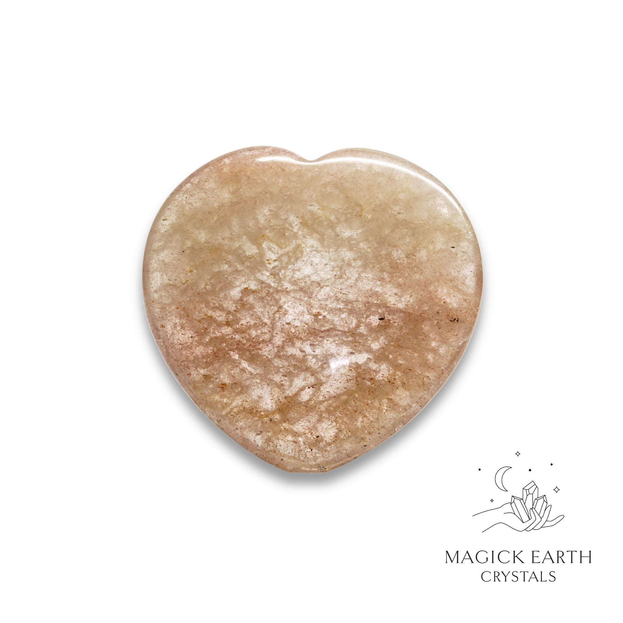 Natural Strawberry Quartz heart thumb stone view b