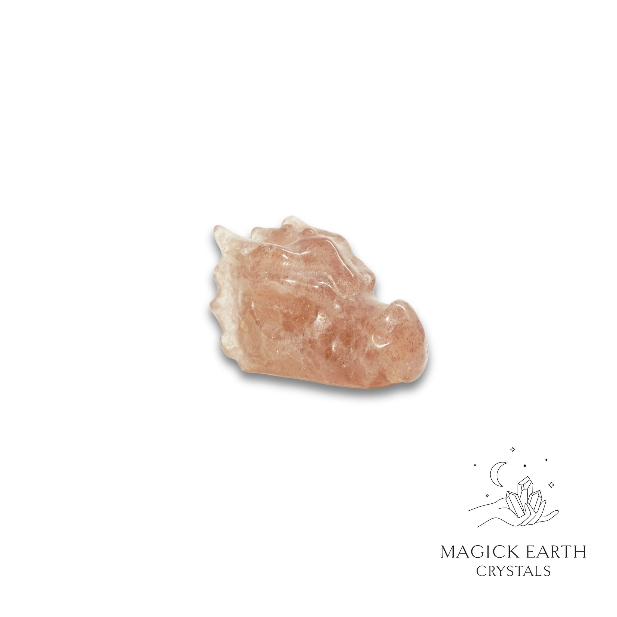 Natural Strawberry Quartz crystal mini dragon skull view a