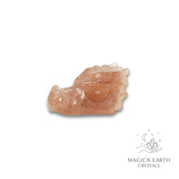 Natural Strawberry Quartz crystal mini dragon skull view b