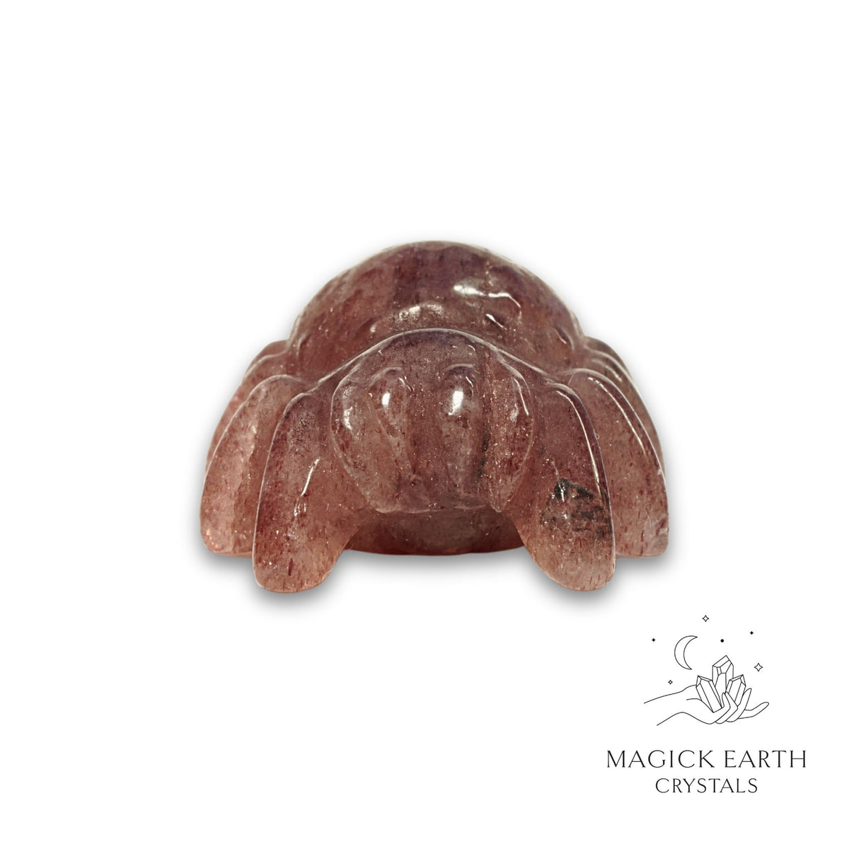 Natural Strawberry Quartz crystal spider figurine view b