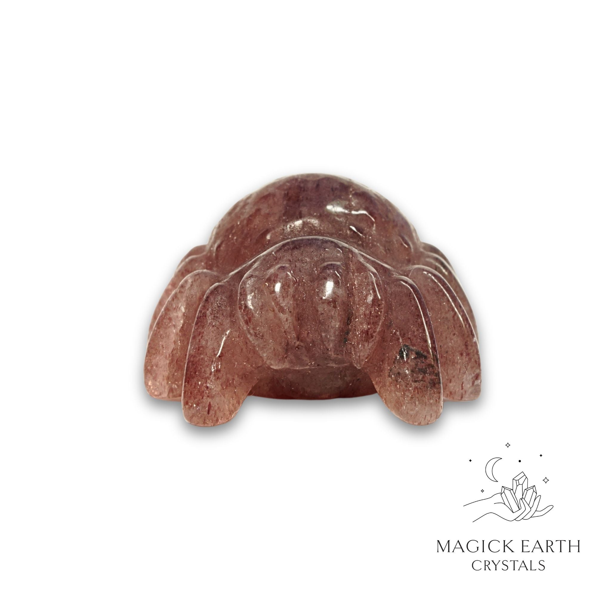 Natural Strawberry Quartz crystal spider figurine view b