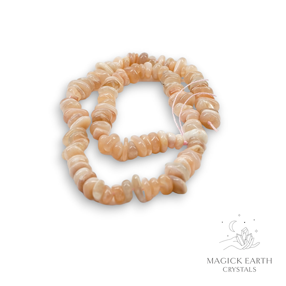 Natural Sunstone drilled crystal chip strand