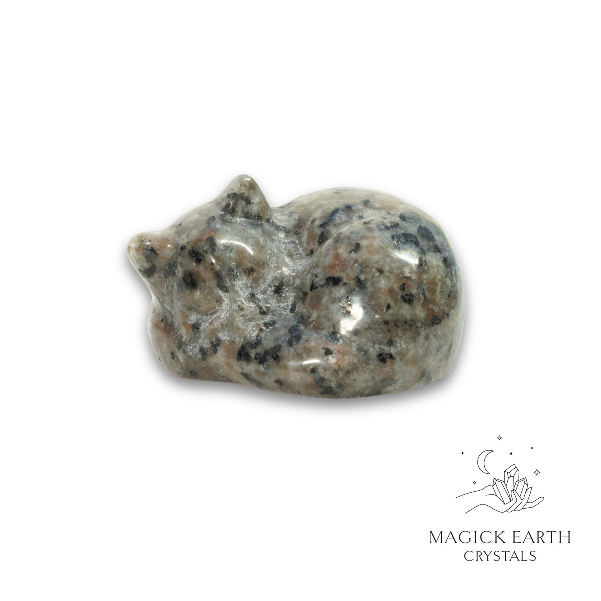 Natural Syenite sleeping cat figurine view a