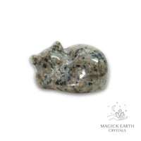 Natural Syenite sleeping cat figurine view a