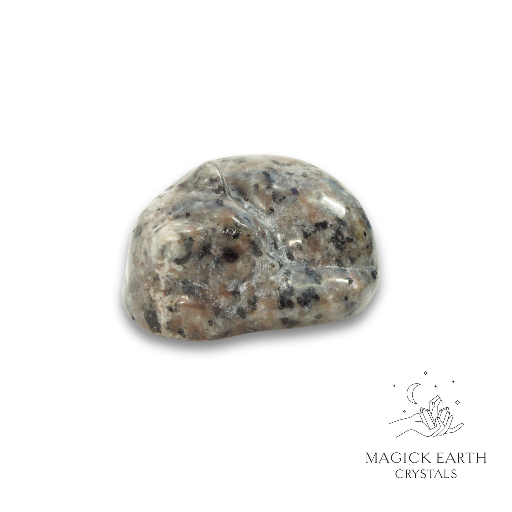 Natural Syenite sleeping cat figurine view b