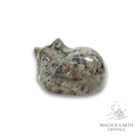 Natural Syenite sleeping cat figurine view c