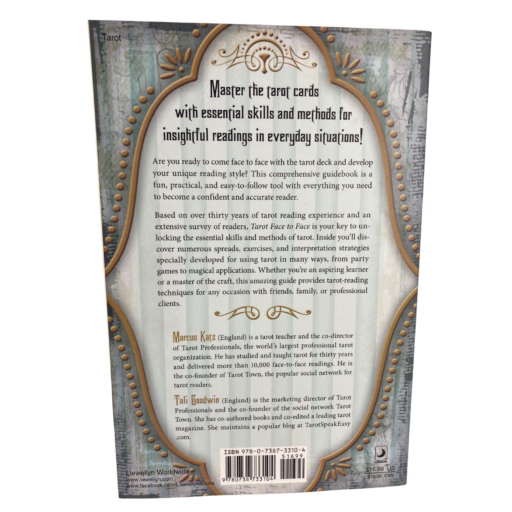 Back Cover of Tarot Face to Face Book by Marcus Katz and Tali Goodwin