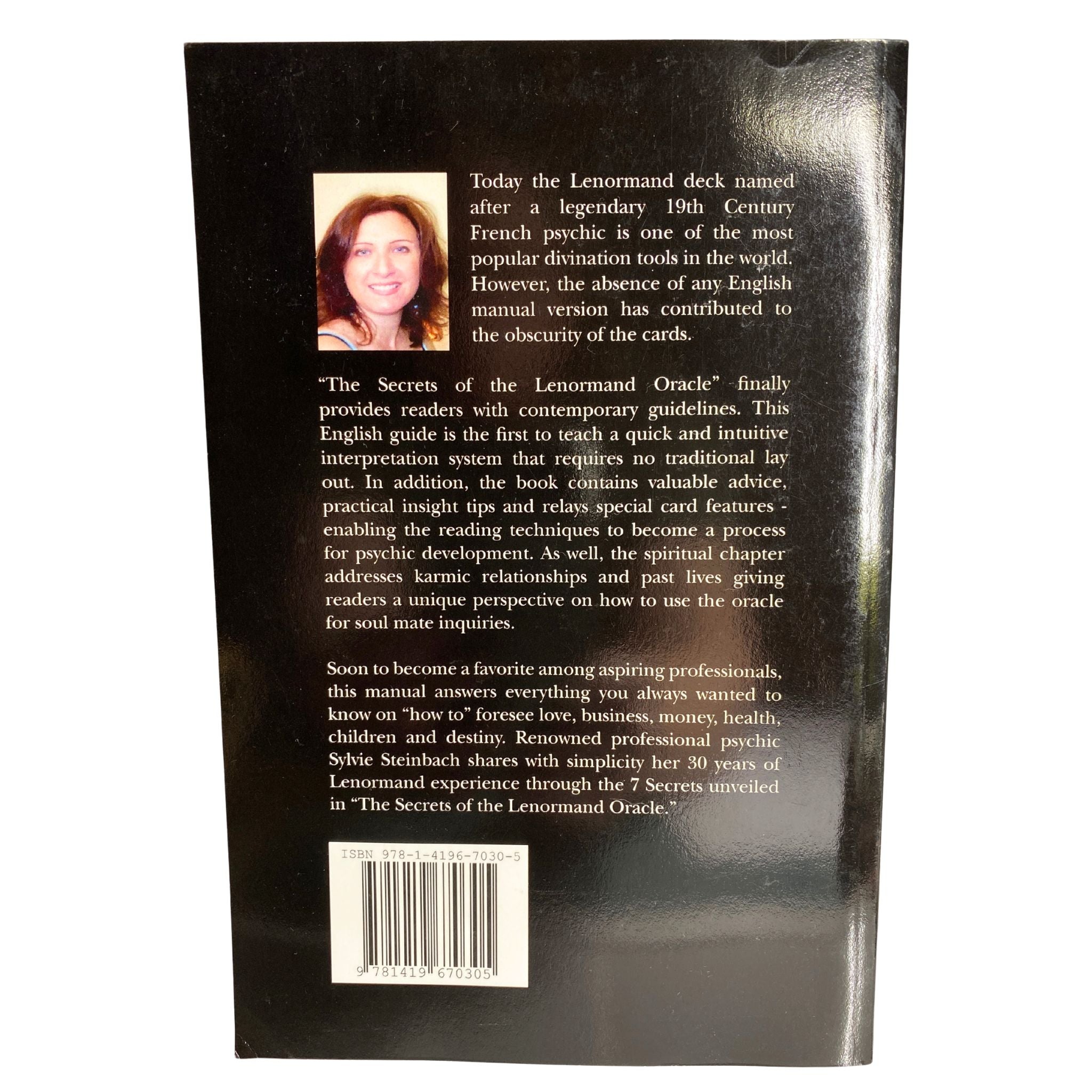 Back Cover of The Secrets of the Lenormand Oracle Book by Sylvie Steinbach