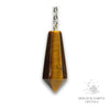 Tiger Eye Faceted Bullet Pendulum Vertical View for Confident Courage