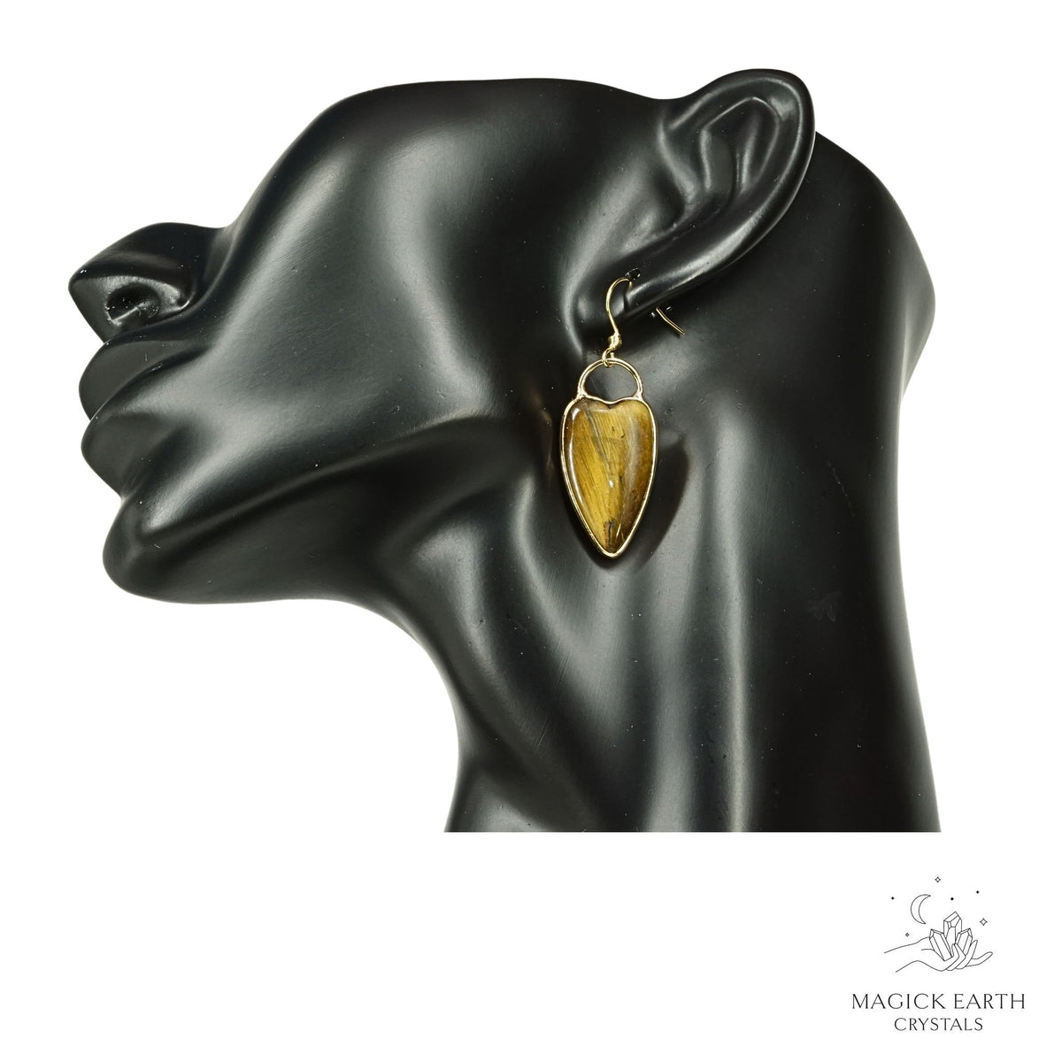 Tiger Eye Charmed Heart Earrings for Confident Courage