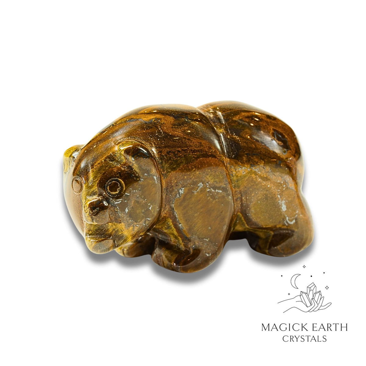Natural Tiger Eye crystal bear figurine view a