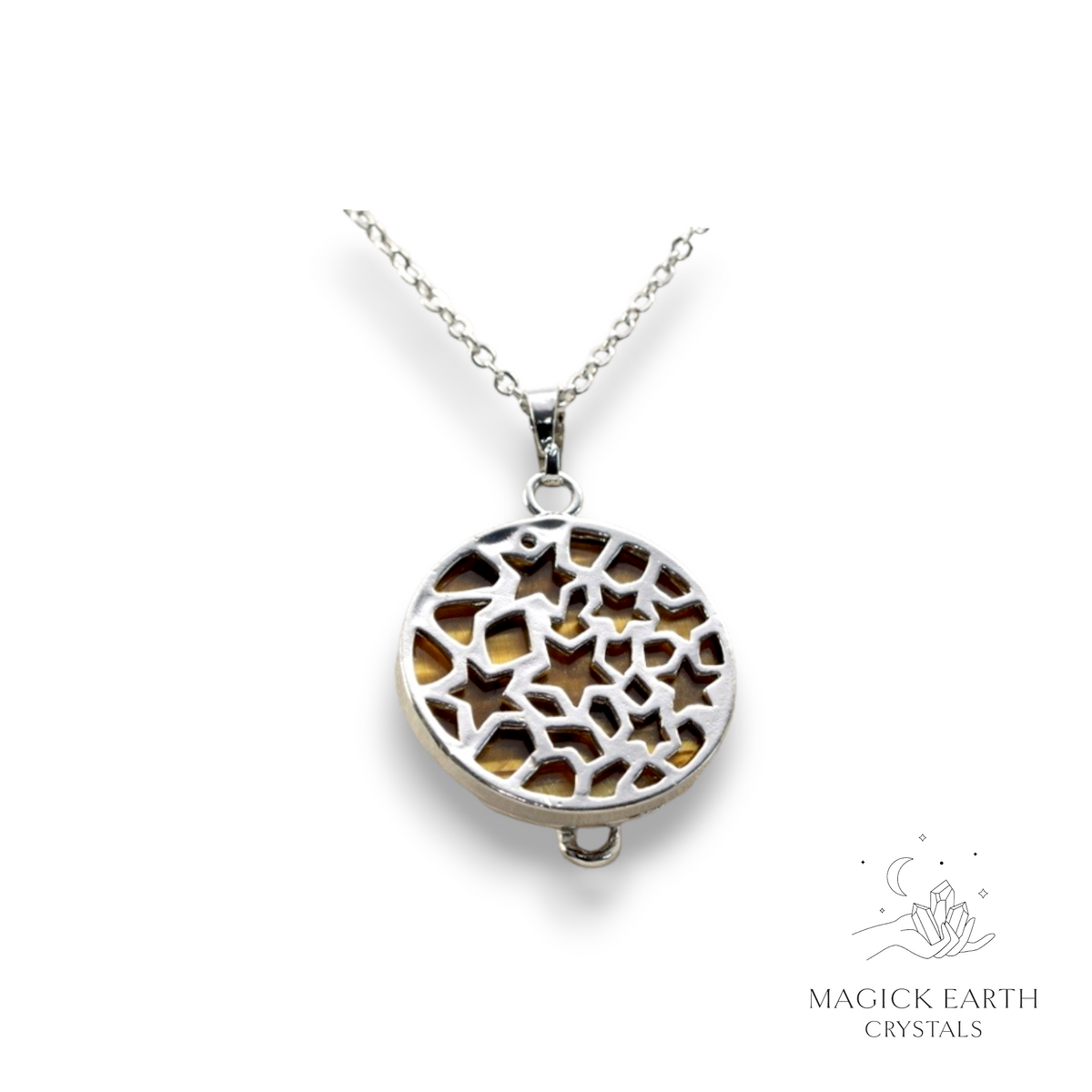 Natural Tiger Eye crystal cat pendant view b