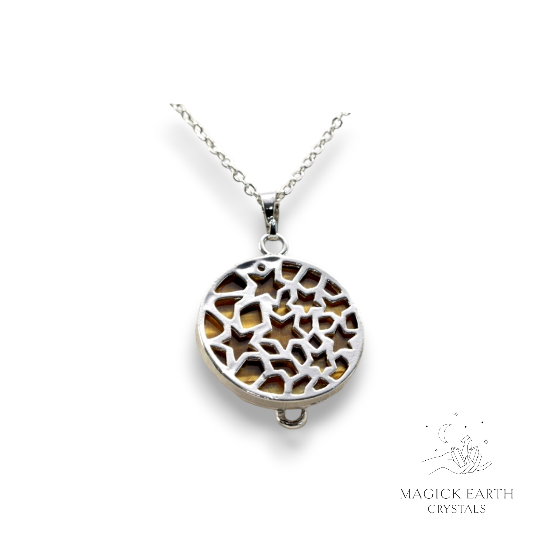 Natural Tiger Eye crystal cat pendant view b
