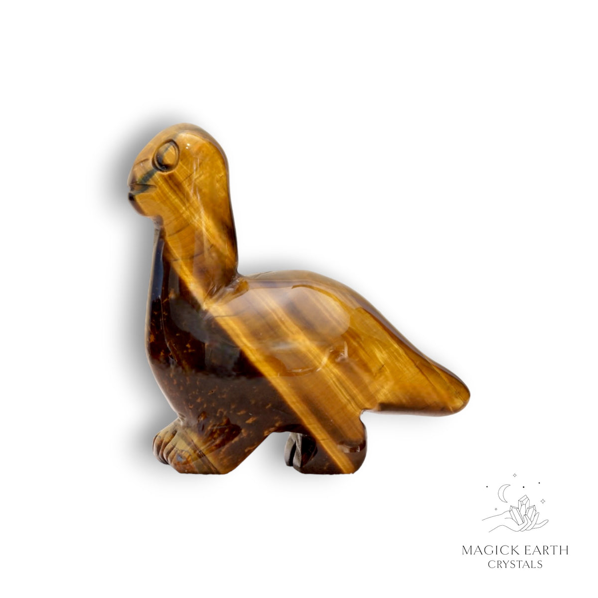 Natural Tiger Eye crystal dinosaur figurine  view b