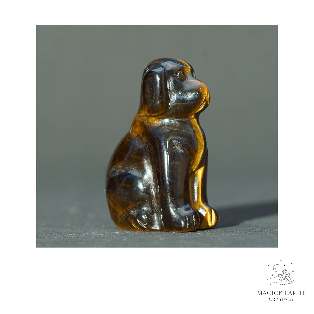 Natural Tiger Eye crystal dog figurine 40mm view a