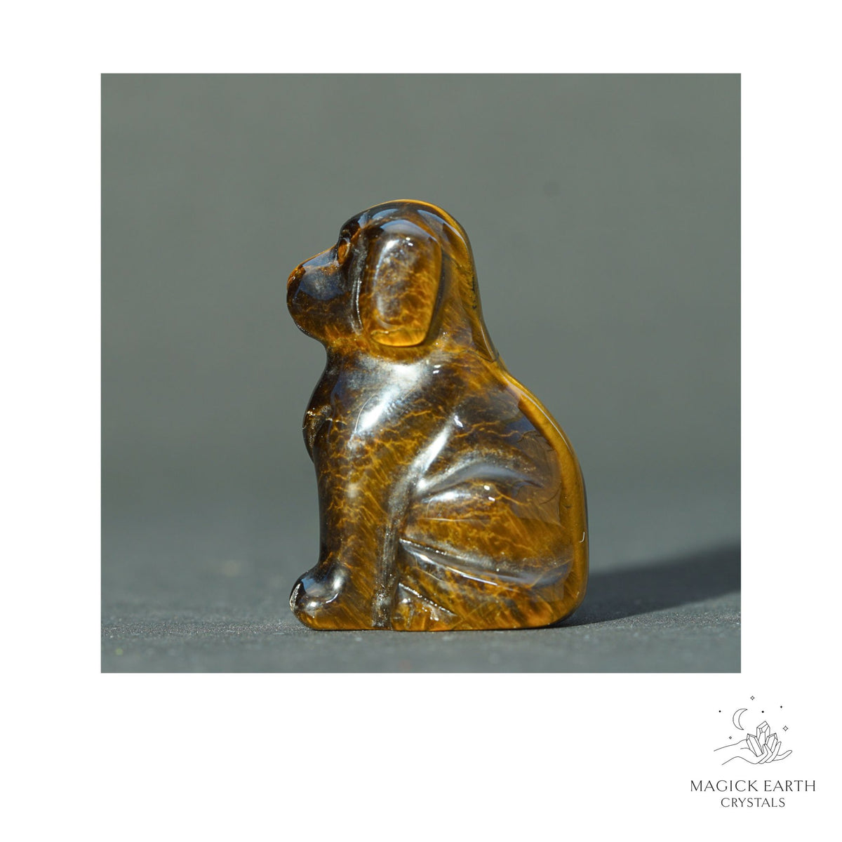 Natural Tiger Eye crystal dog figurine 40mm view b