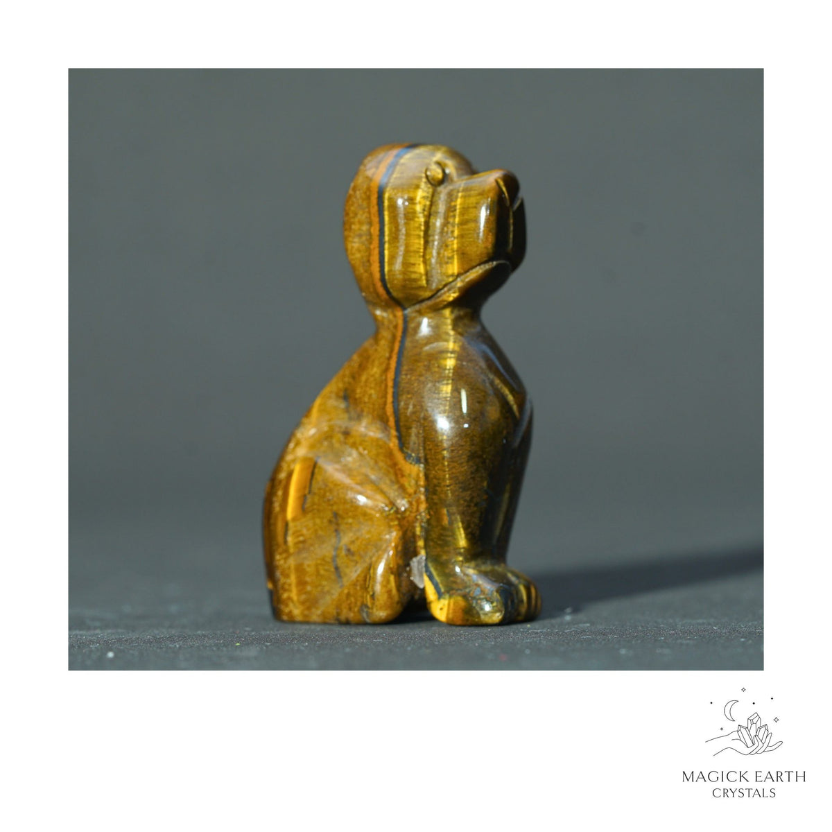 Natural Tiger Eye crystal dog figurine 50mm view a