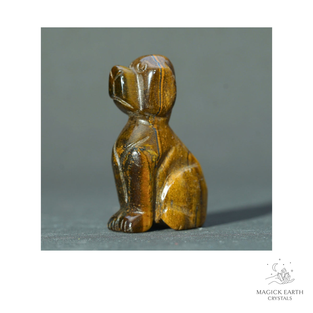 Natural Tiger Eye crystal dog figurine 50mm view b