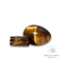 Natural Tiger Eye crystal egg with stand view c