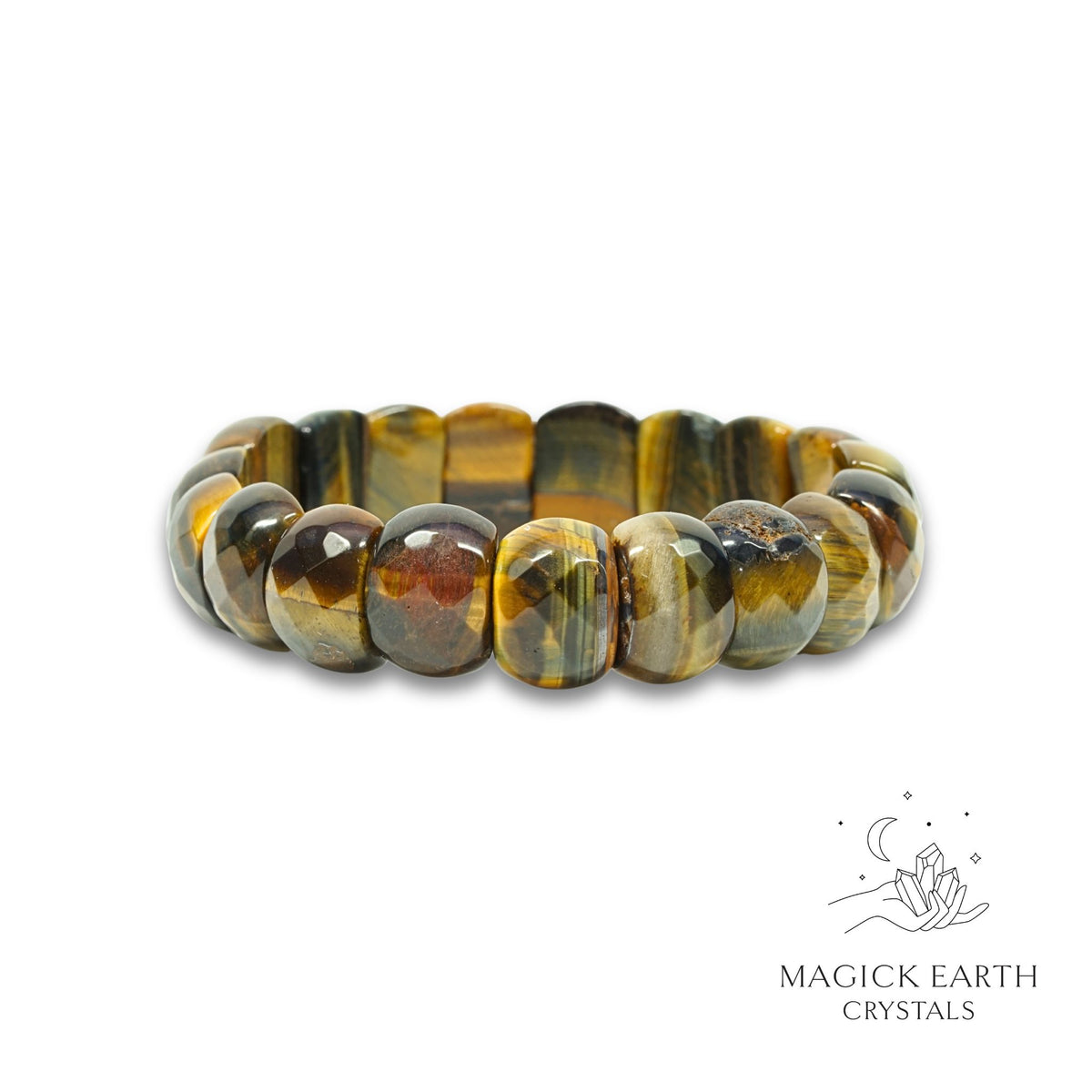 Natural Tiger Eye crystal faceted statement bracelet view b
