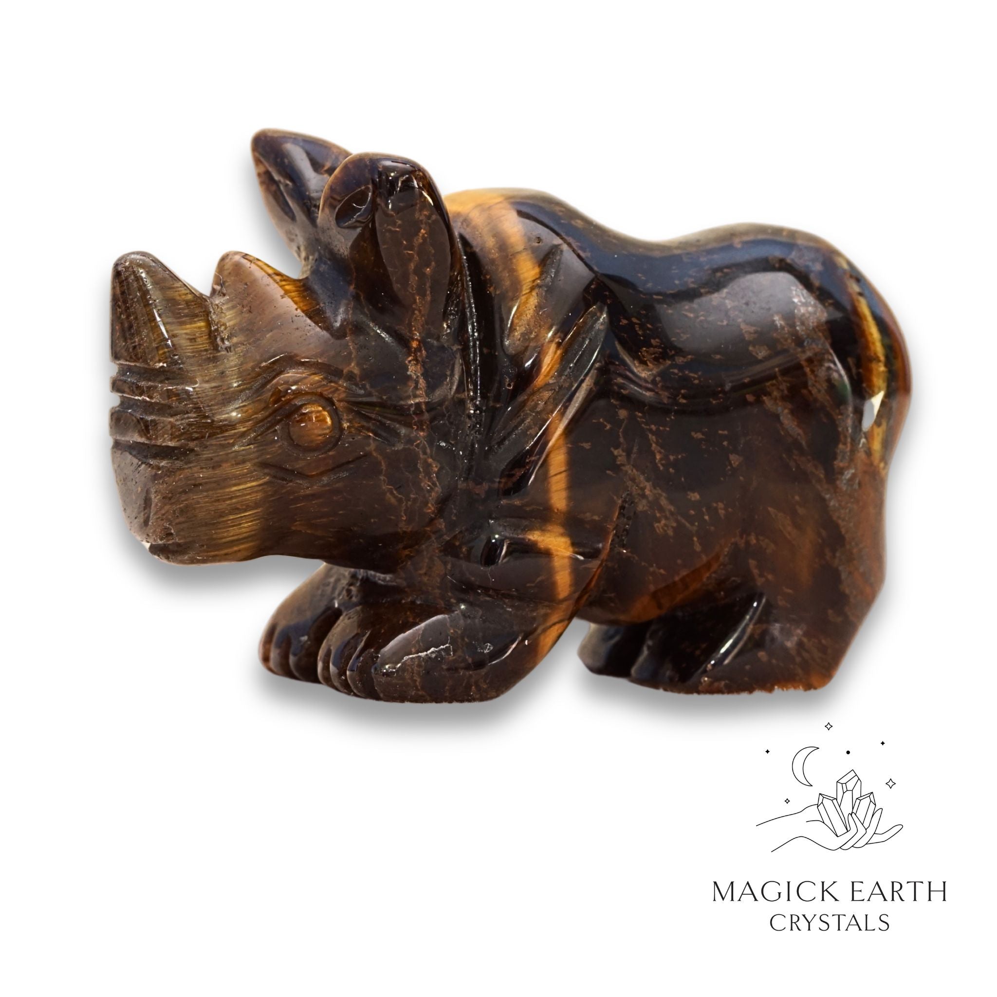 Natural Tiger Eye crystal rhinoceros figurine view-b