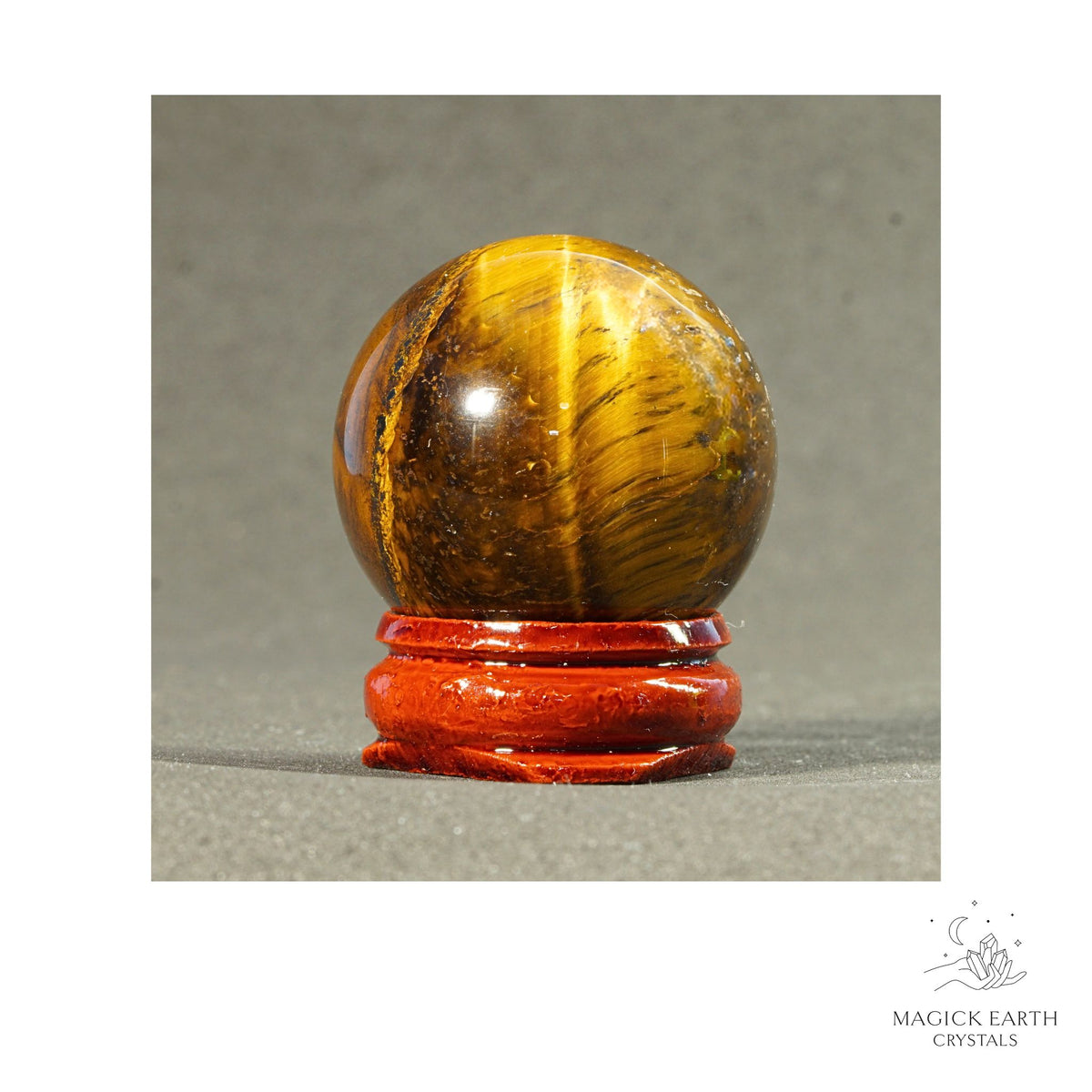 Natural Tiger Eye crystal sphere 34mm view b