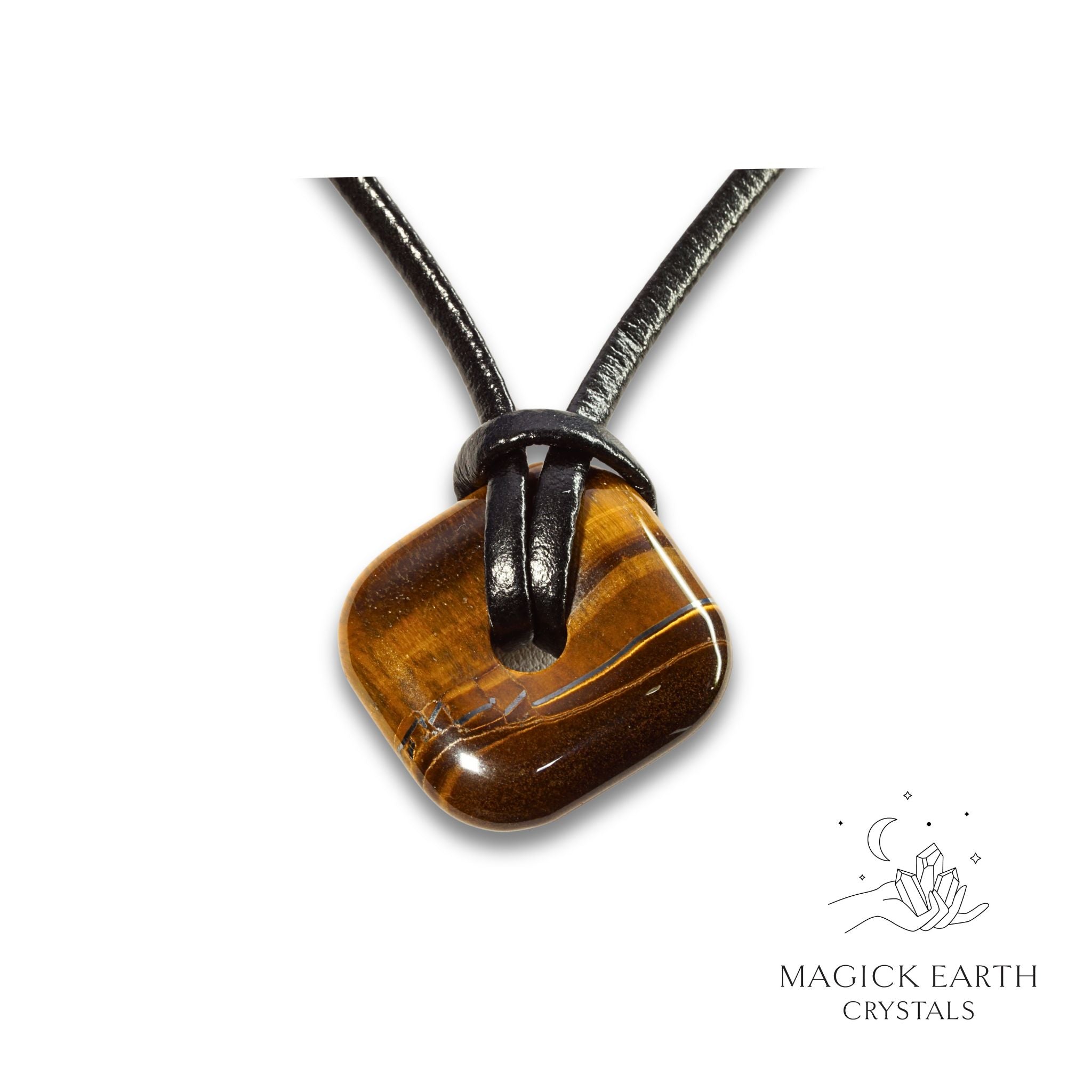 Natural Tiger Eye diamond shaped donut pendant