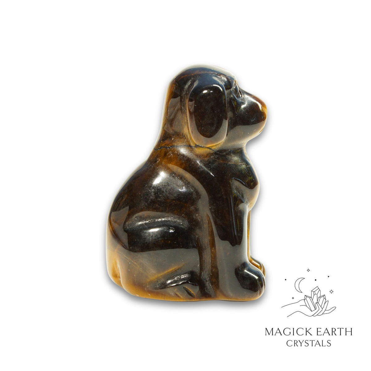 Natural Tiger Eye crystal dog figurine view a