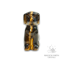 Natural Tiger Eye crystal dog figurine view c