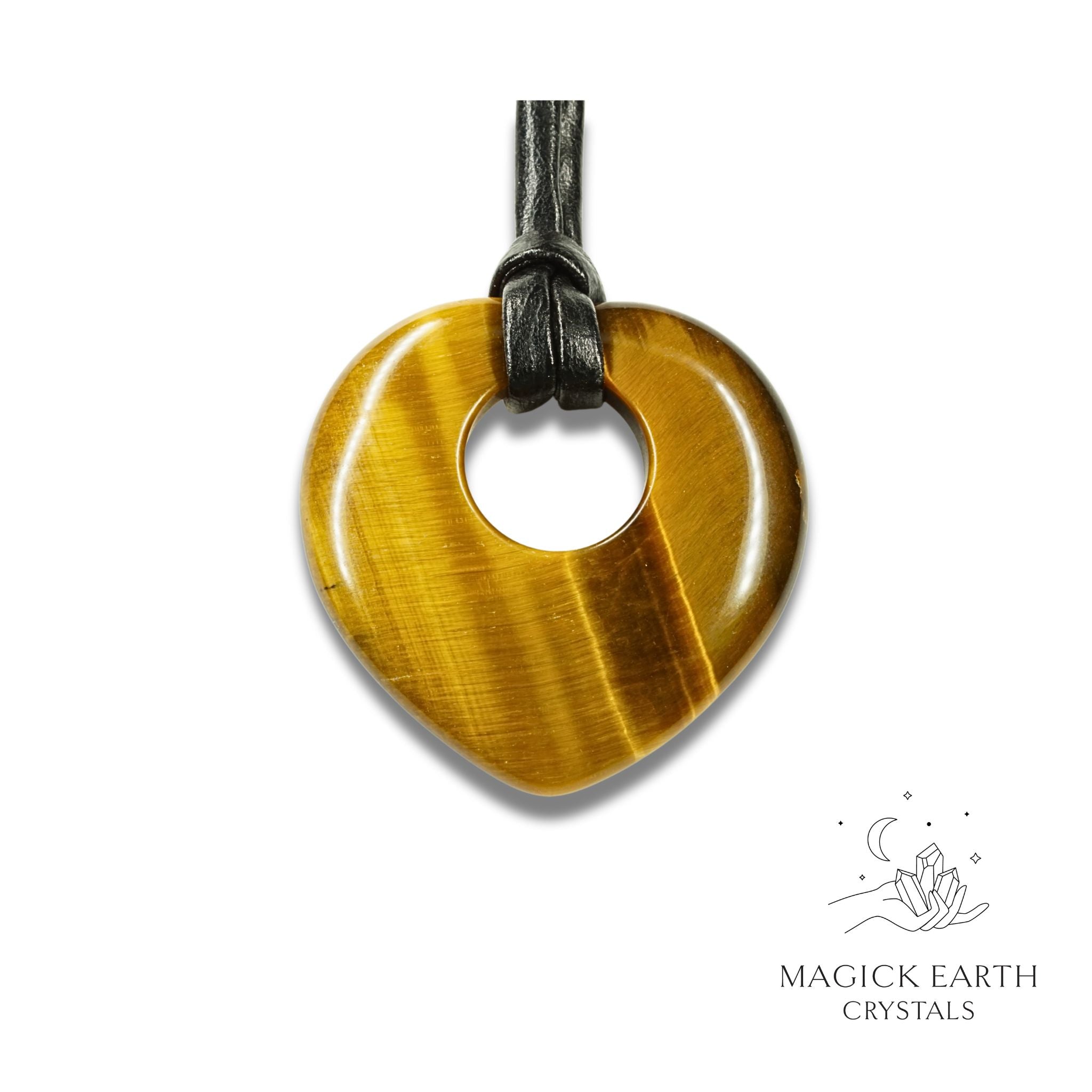 Tiger Eye Donut Heart Pendant For Confident Courage