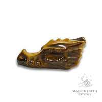Natural Tiger Eye crystal dragon skull view b
