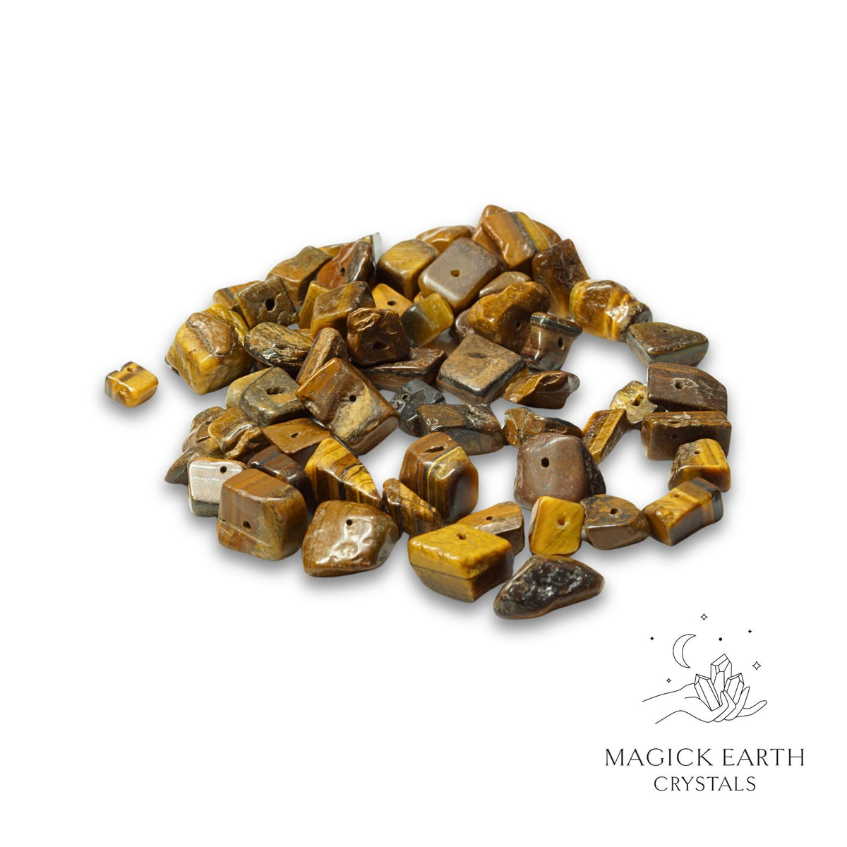 Natural Tiger Eye drilled crystal chips