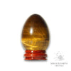 Tiger Eye Crystal Egg with Wooden Stand Vertical View C for Confident Courage