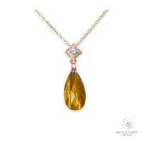 Natural Tiger Eye faceted teardrop crystal pendant view c