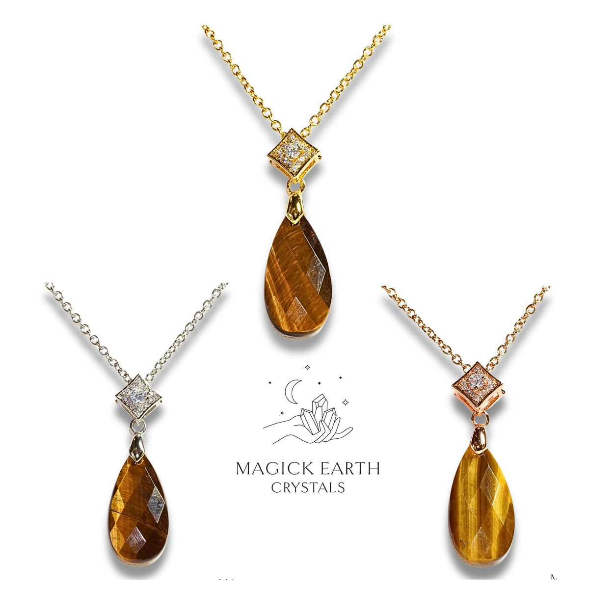 Tiger Eye Faceted Teardrop Pendant  For Confident Courage