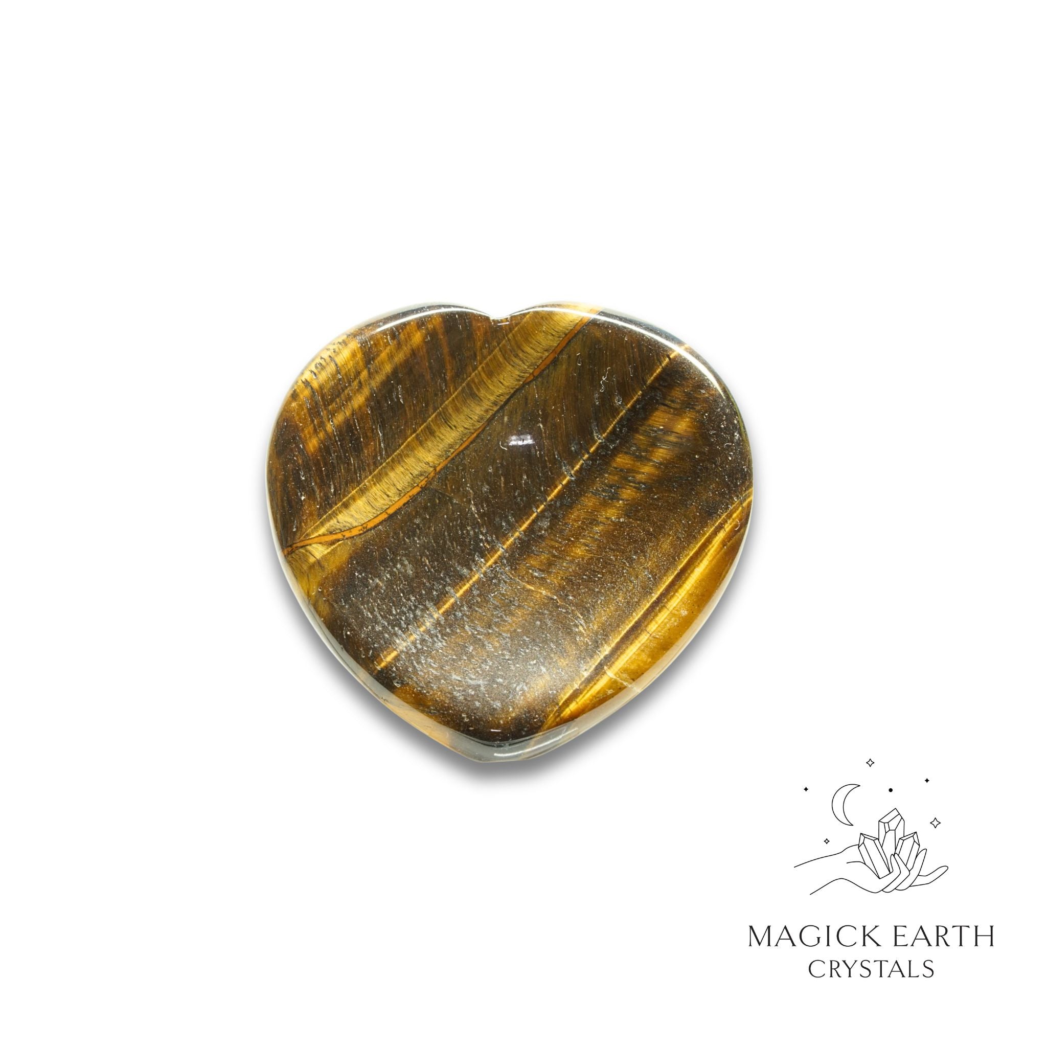 Natural Tiger Eye heart thumb stone view a