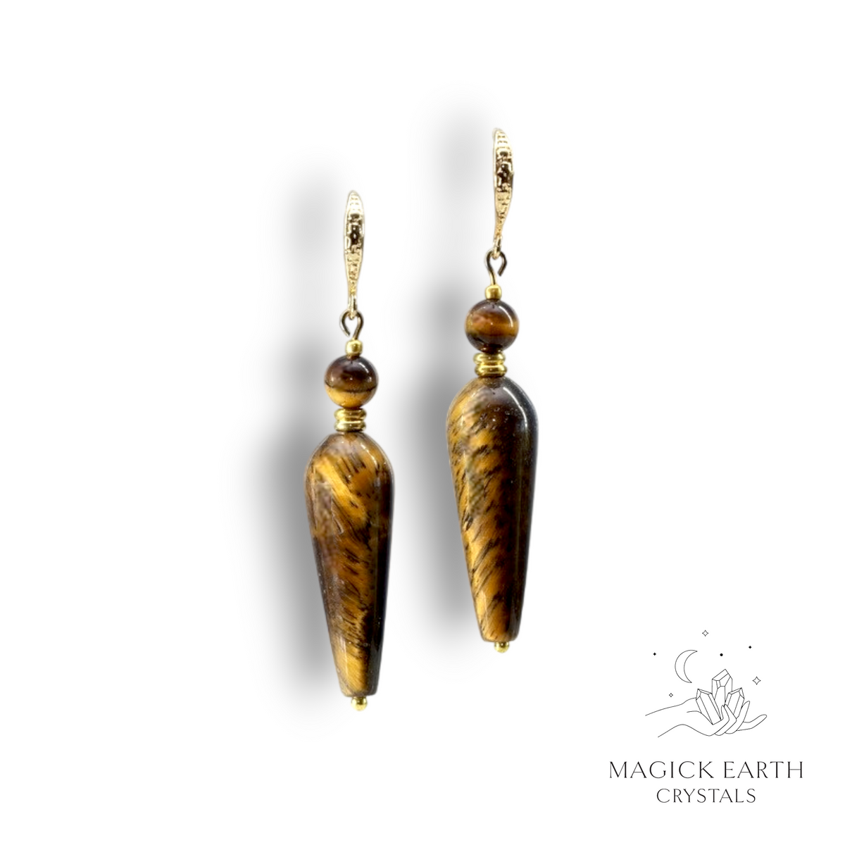 Natural Tiger Eye lush goddess crystal earrings view a
