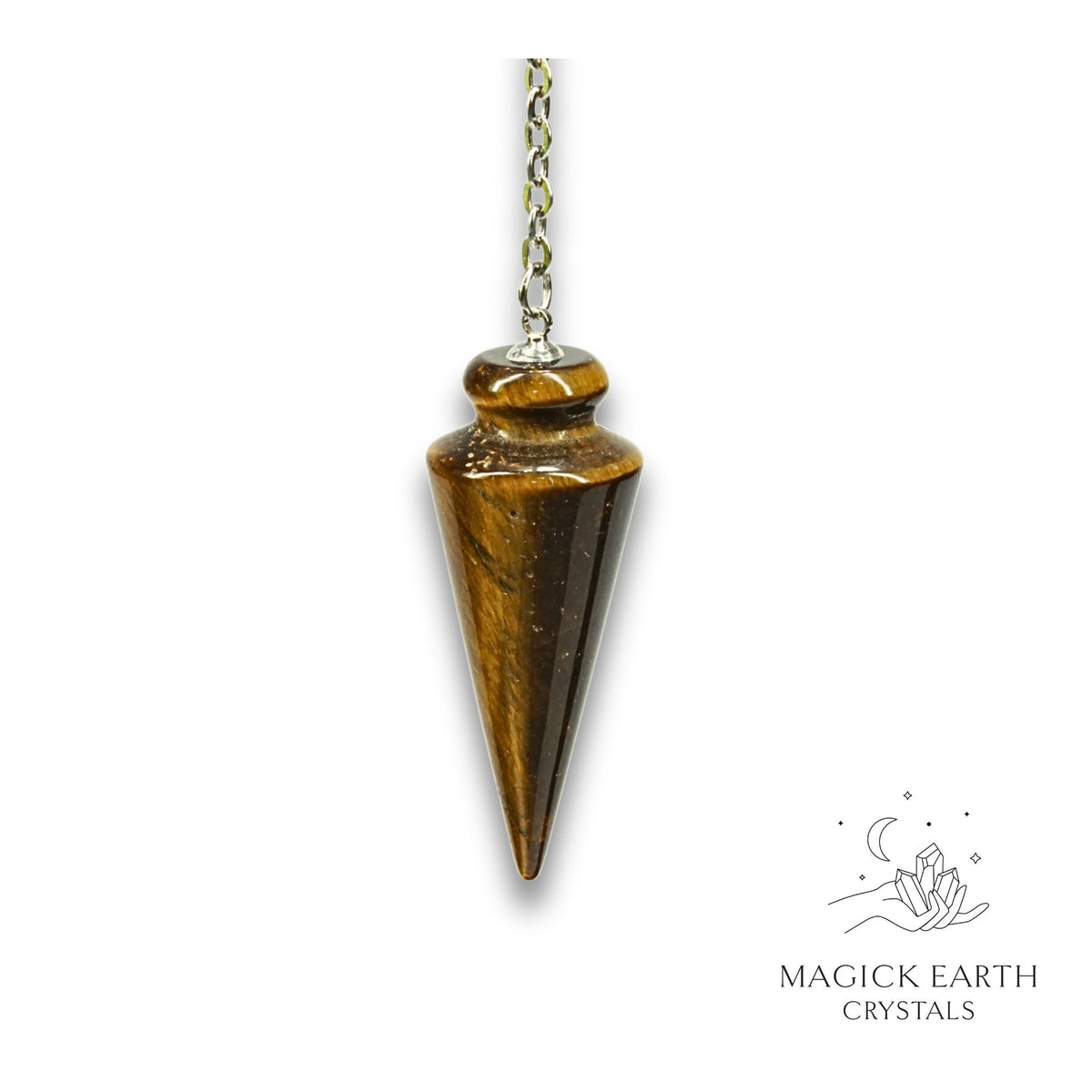 Natural Tiger Eye spike crystal pendulum view b