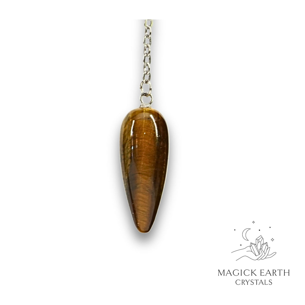 Natural Tiger Eye teardrop crystal pendulum view b