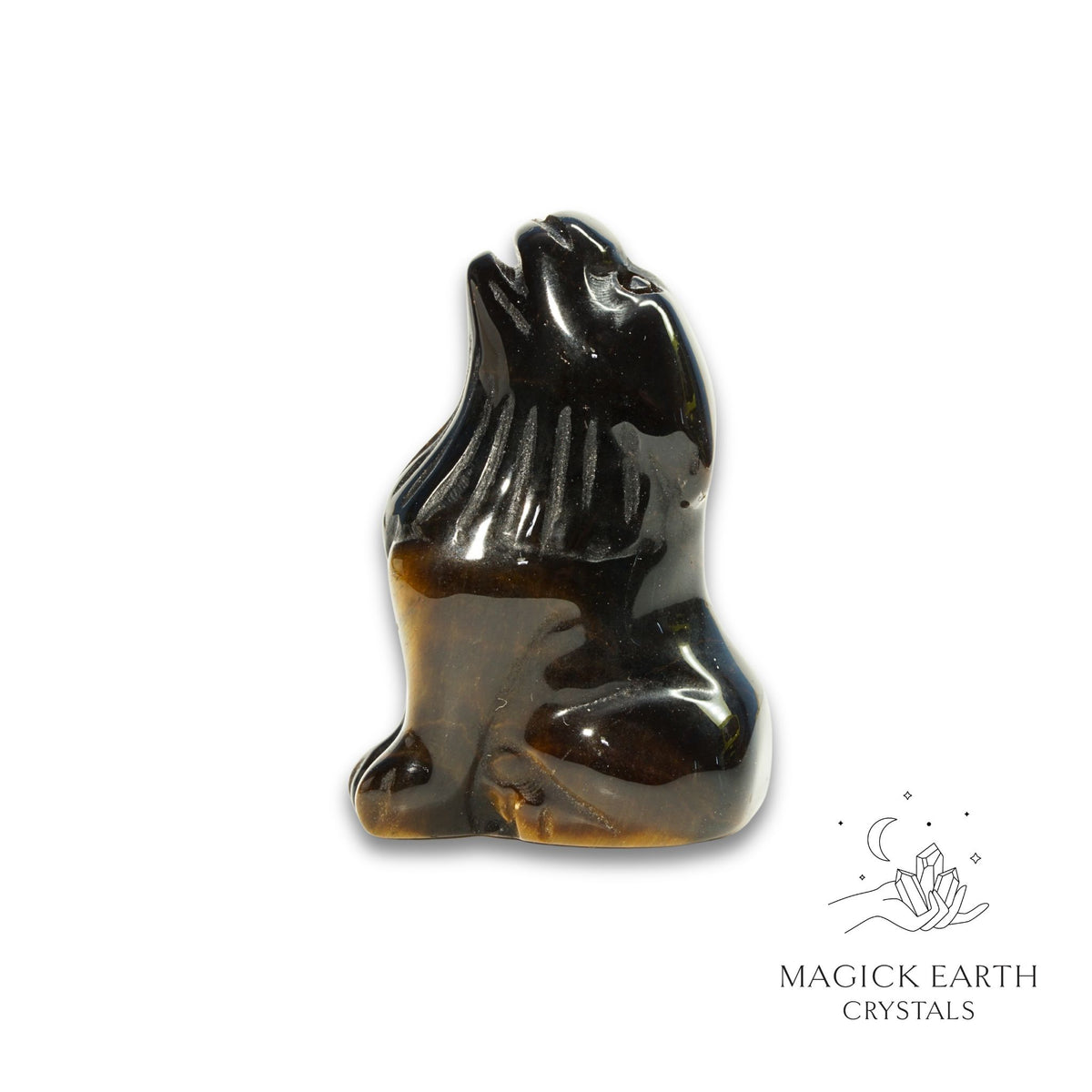 Natural Tiger Eye crystal wolf figurine view b