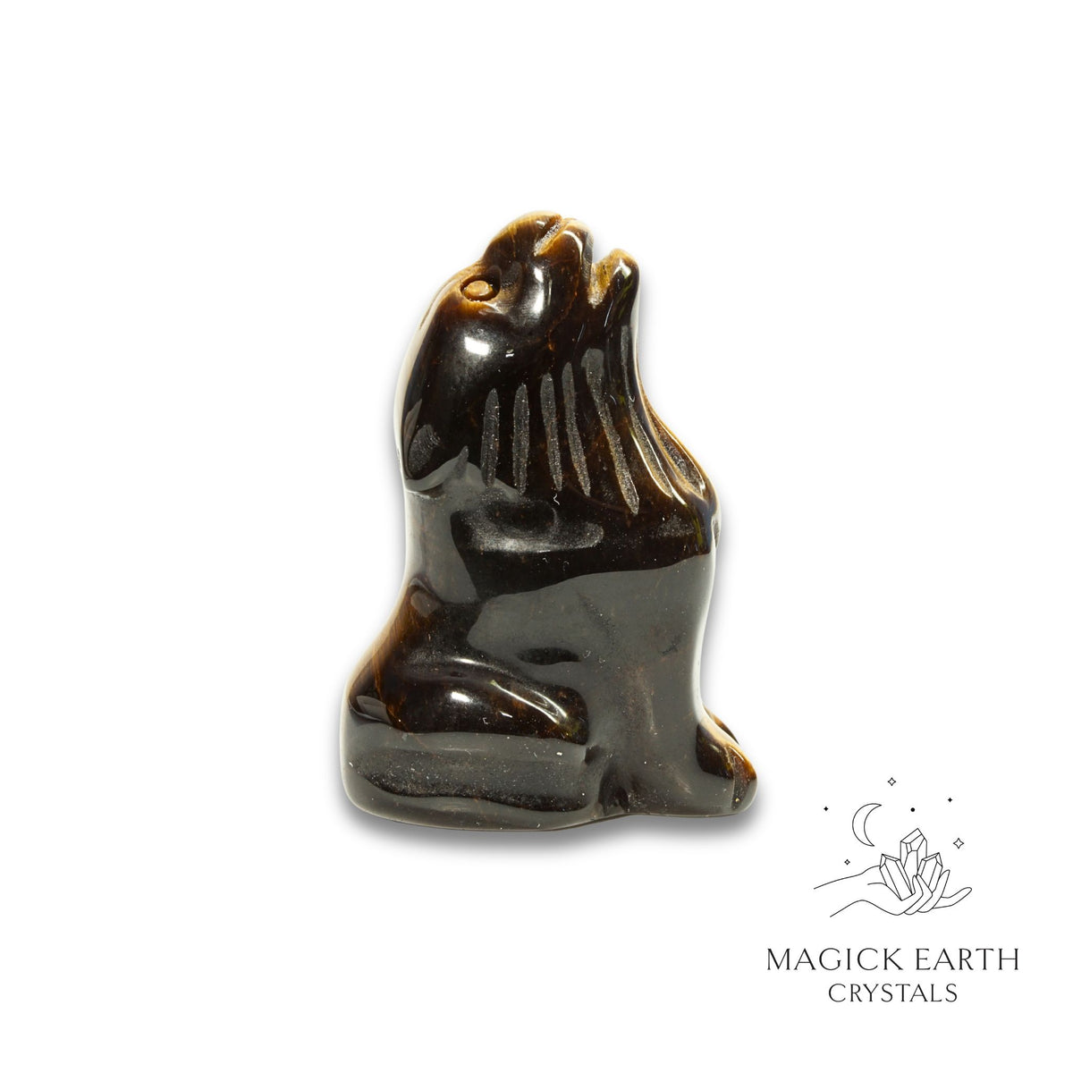 Natural Tiger Eye crystal wolf figurine view c
