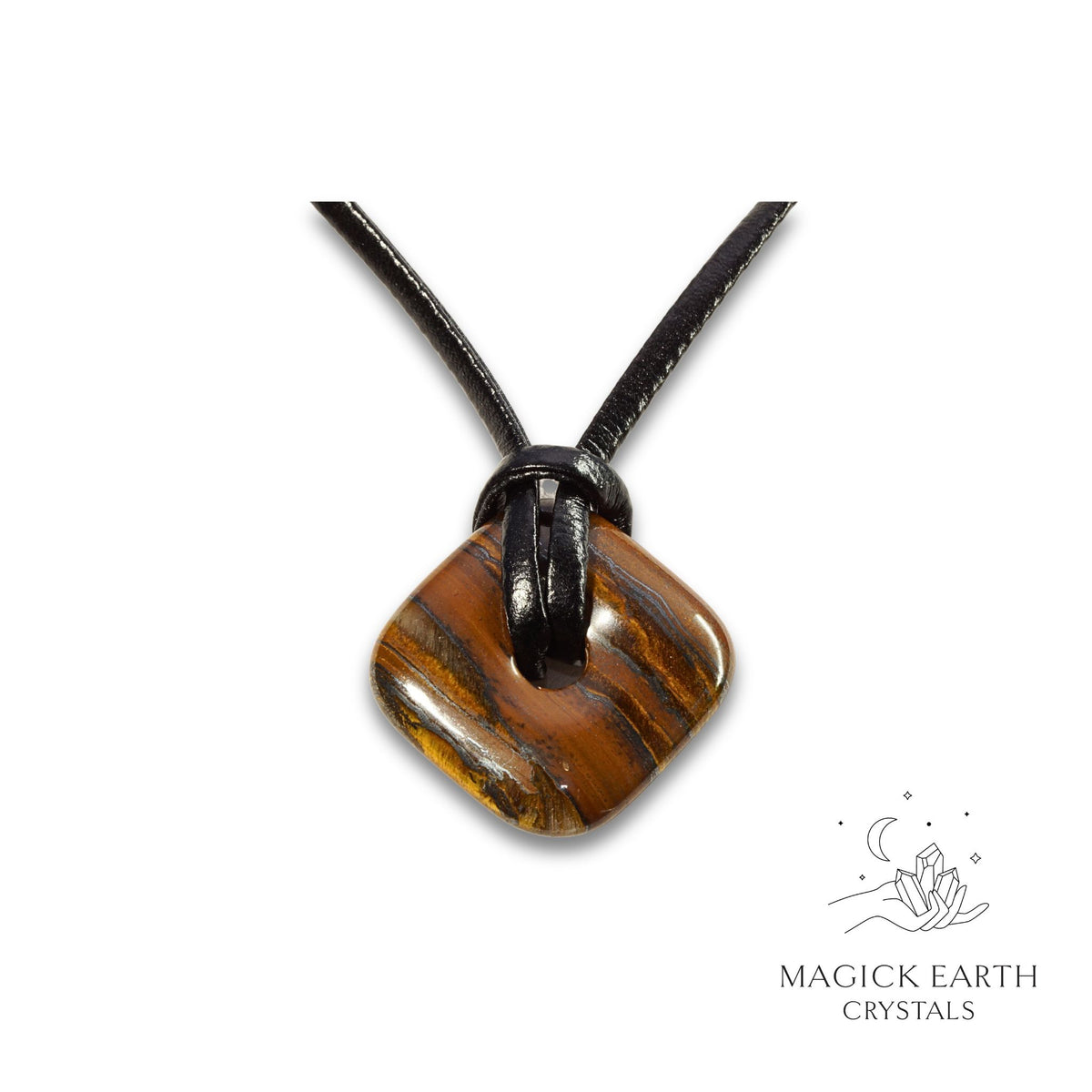 Natural Tiger Iron diamond-shaped-donut pendant